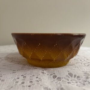 Vintage Anchor Hocking Fire King Kimberley 5 inch brown yellow ombré